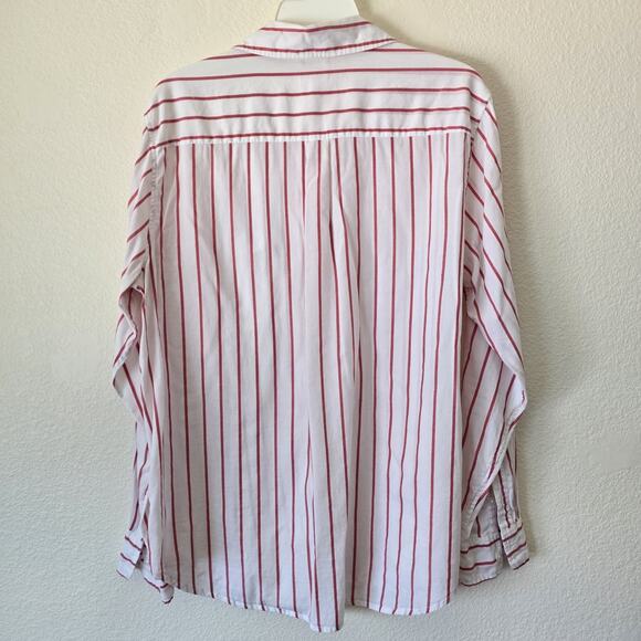 Levi's Women's Sz Large Boyfriend Fit Button Up Striped Cotton Shirt Lightweight - Picture 6 of 7